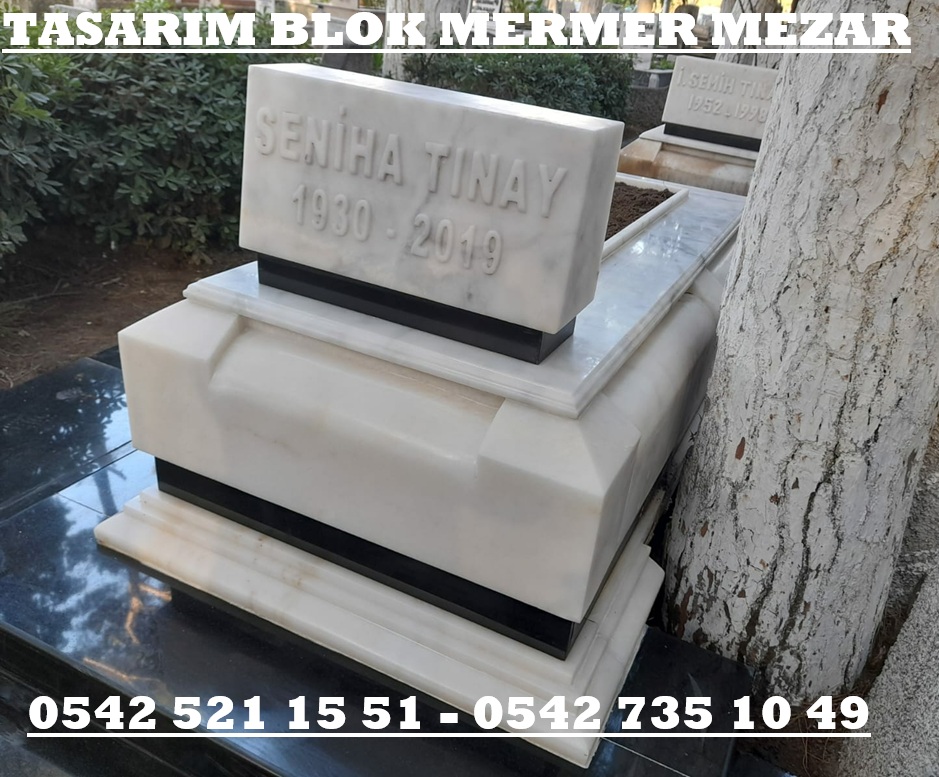 Tek Kişilik Temel Profil İşlemli Granit Kuşaklı Gövdesi Blok Mermer Mezar - Görsel 4