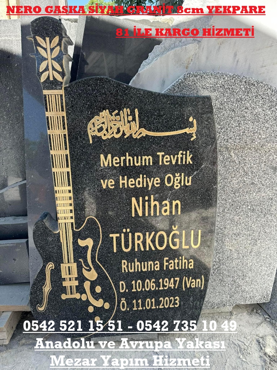 Gitar Şeklinde Granit Mezar Baş Taşı - Güzel Mezar Baş Taşı Fiyatları - Görsel 4