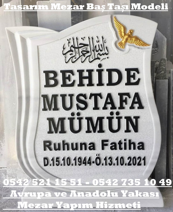 Gül Güvercin İşleme Kabartma Yazı Mermer Baş Taşı Modeli