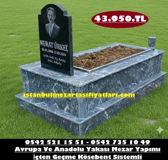 Tek Kişilik Lazer Resimli Siyah Mermer Mezar - İstanbul Mezar Yapımı