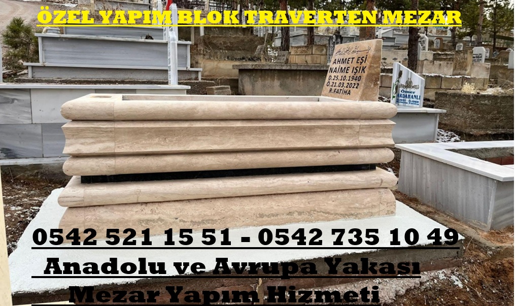Tek Kişilik Tasarım Blok Traverten Mezar - İstanbul Mezar Yapım İşleri - Görsel 4