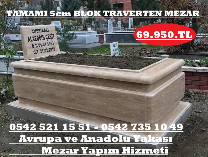 T4 Tekli 5lik Traverten Mezar – İstanbul Ucuz Mezar Yapım İşleri - Görsel 4