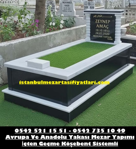 Tek Kişilik Temel Gövde Baş Taşı Granit Sütunlu Mezar - Nişantepe Mezar Taşı Fiyatları