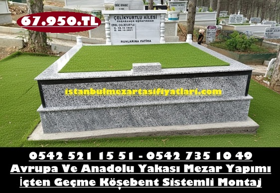 Çift Kişilik Baş Taşı Sütunlu Mermer Granit Mezar