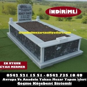 Tek Kişilik Uludağ Siyah Mermer Mezar - İstanbul Siyah Mermer Mezar Fiyatı