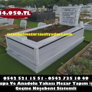 Tek Kişilik Granit Şeritli Sütunlu Mezar - Yenimahalle Mezar Yapım İşleri