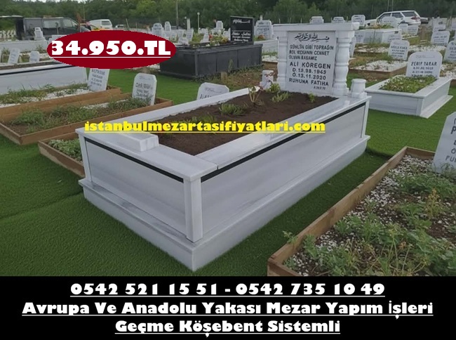 Tek Kişilik Granit Şeritli Sütunlu Mezar - Yenimahalle Mezar Yapım İşleri