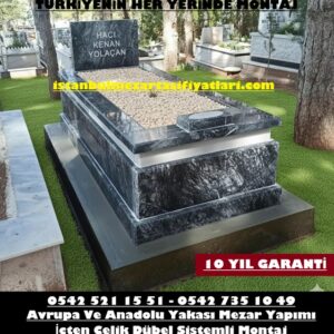Y16 Siyah Uludağ Beyaz Mermer Şeritli Mezar – Ümraniye Mezar Taşı Fiyatları