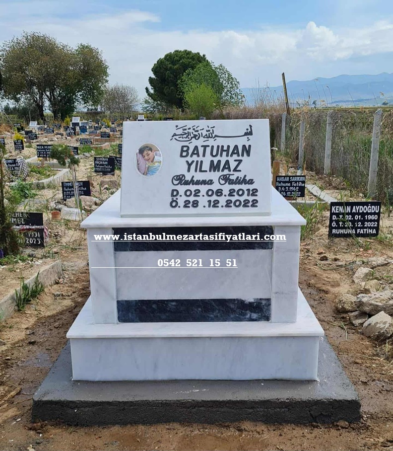 Tek Kişilik Çift Şeritli Mermer Mezar - Akbaba Mezar Taşı Fiyatları - Görsel 4