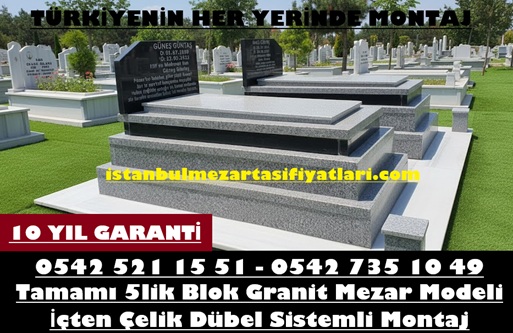 Tek Kişilik 5cm Beta Granit Baş Taşı Nero Gaska Kapaklı Blok Mezar