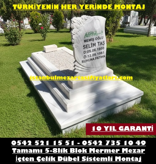 Tek Kişilik 3D Baş Taşı Blok Mermer Mezar - Mermer Mezar Yapım İşleri - Görsel 2