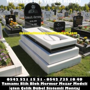 Lazer Baş Taşı Bağlama Kesim Kapalı 8lik Blok Mermer Mezar
