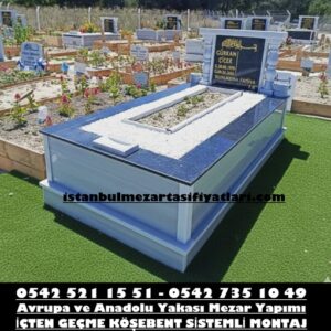 Tek Kişilik Küpeşte Baş Taşı Granit Sütunlu Mermer Mezar - Mezar Yapım İşleri