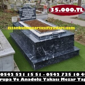 Tek Kişilik Bursa Siyah Mermer Mezar - İstanbul Ucuz Mezar Yapım İşleri