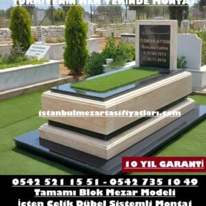 T19 Tek Kişilik Traverten Füme Granit Mezar - Anadolu Yakası Mezar Yapımı