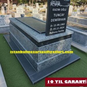 B50 Baştaşı Siyah Tamamı Gri Granit Mezar - Tuzla Mezar Taşı Fiyatları