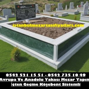 İki Kişilik Gövde Baş Taşı Yeşil Granit Mermer Mezar - İstanbul Kabristan Mezar Yapımı