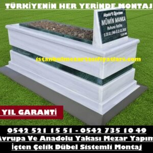 Tek Kişilik Verde Guatalama Yeşil Granit Tamamı 5lik Blok Mezar