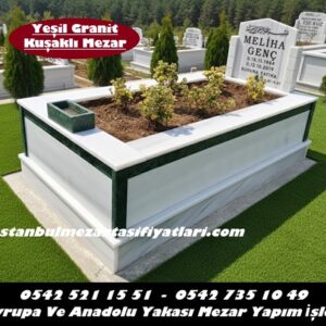 Tek Kişilik Granit Şeritli Mermer Mezar - Beykoz Mermer Mezar Fiyatları
